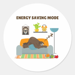 Energy Saving Mode Pun Round Sticker