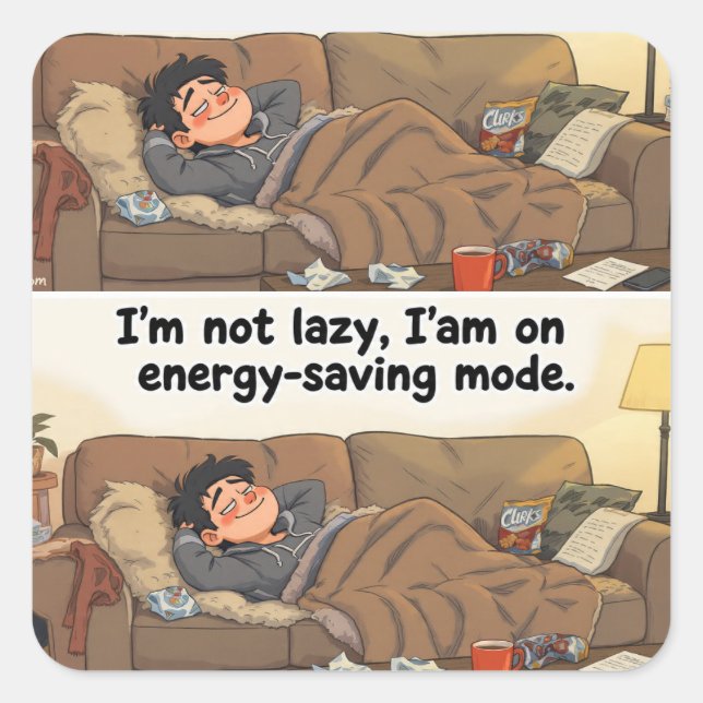 Energy-Saving Mode” Sticker – Cozy Webcomic Vibes (Front)