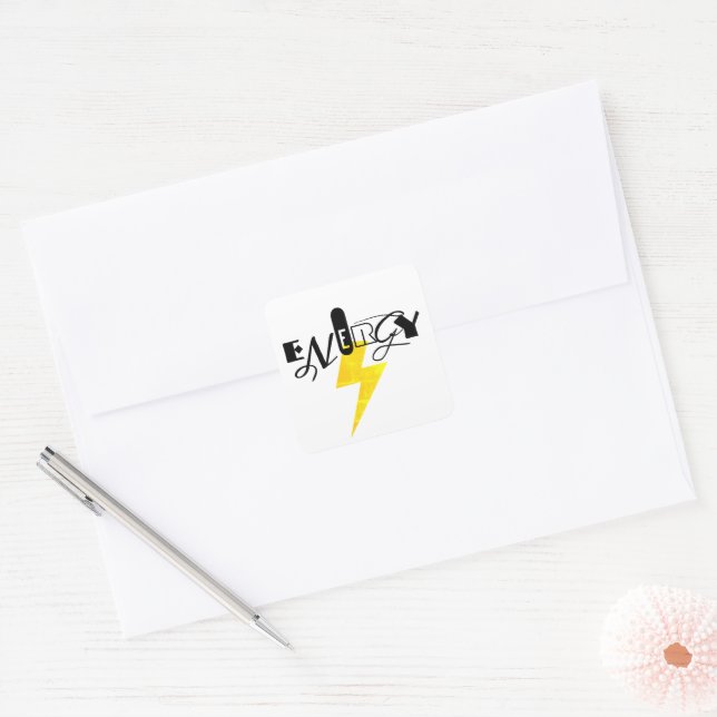Energy Thunder Sign Power Square Sticker (Envelope)