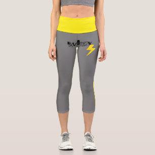 Energy Thunder Sign Power Yellow Line Capri Leggings