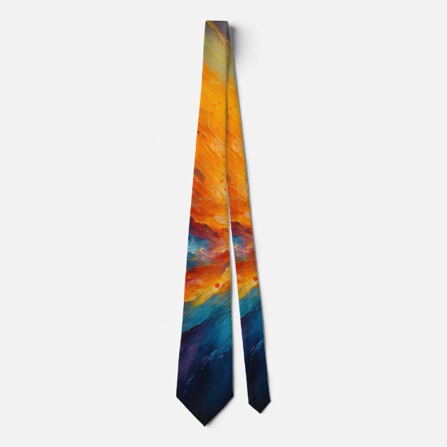 Energy Unleashed Bright Abstract Cosmic Art Tie (Front)