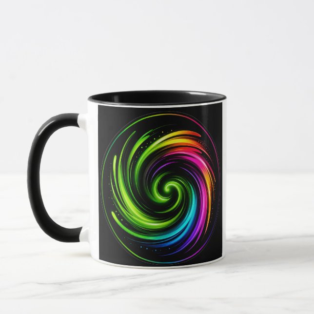 Energy Vortex Rainbow Swirl Accent Mug (Left)