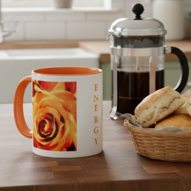 Energy Yellow Roses 11oz Two-Tone Mug Orange (Yellow Roses Mug)