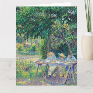 Enfants attablés dans le jardin Camille Pissarro   Card