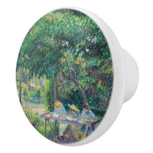 Enfants attablés dans le jardin Camille Pissarro Ceramic Knob