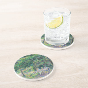 Enfants attablés dans le jardin Camille Pissarro Coaster