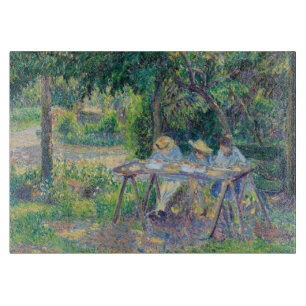 Enfants attablés dans le jardin Camille Pissarro Cutting Board