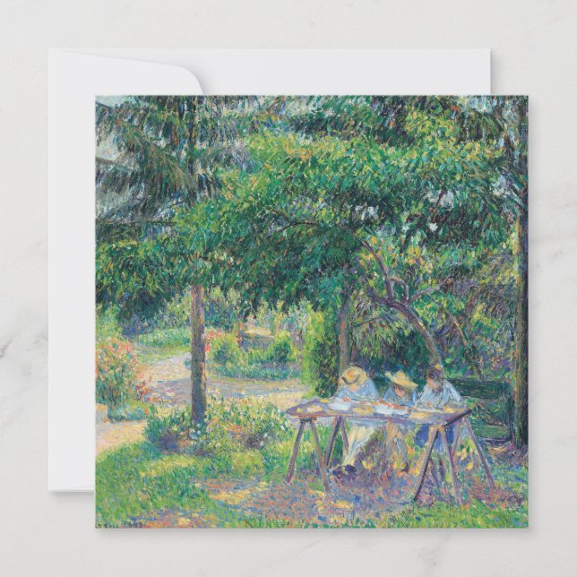 Enfants attablés dans le jardin Camille Pissarro   Invitation (Front)
