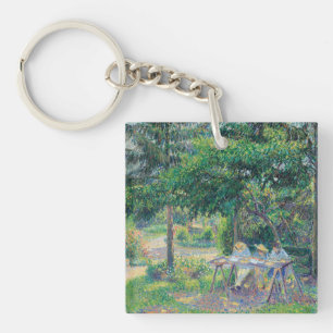 Enfants attablés dans le jardin Camille Pissarro   Key Ring