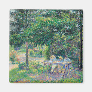 Enfants attablés dans le jardin Camille Pissarro Magnet