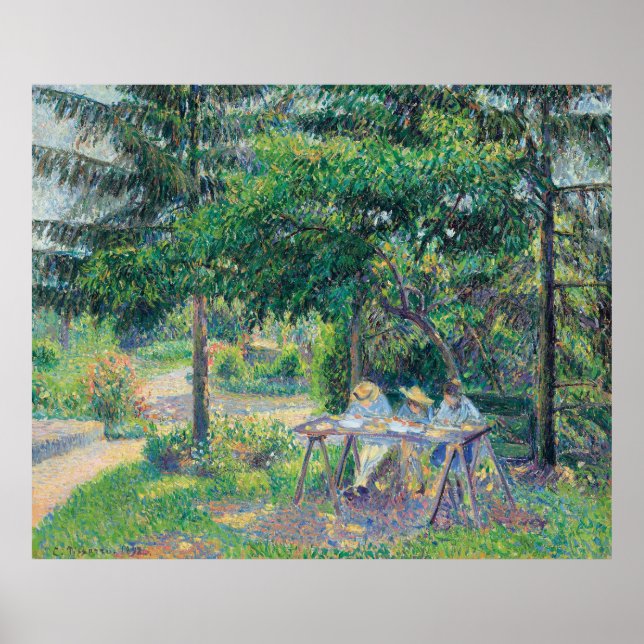 Enfants attablés dans le jardin Camille Pissarro   Poster (Front)