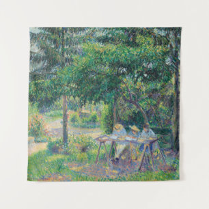 Enfants attablés dans le jardin Camille Pissarro Tapestry