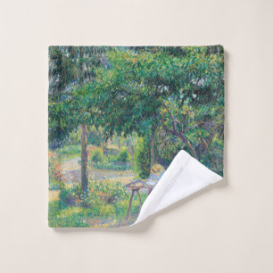 Enfants attablés dans le jardin Camille Pissarro Wash Cloth
