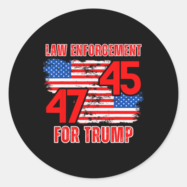 Enforcement For Trump 45 47  Classic Round Sticker (Front)