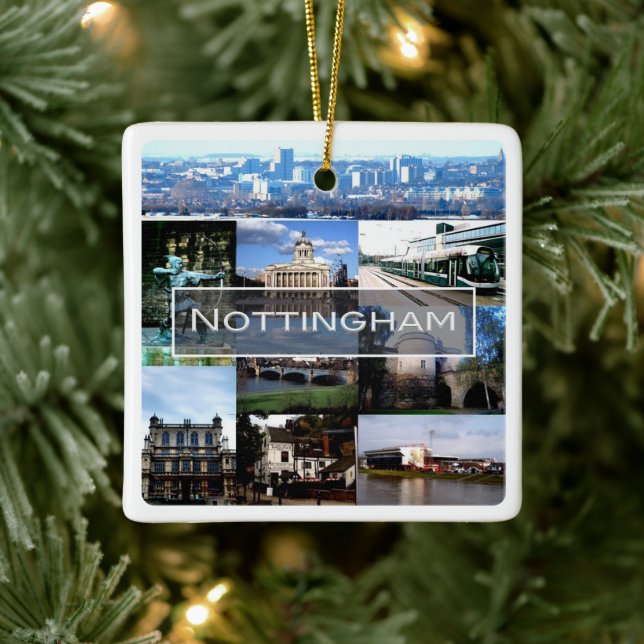 ENG021 NOTTINGHAM, England, Europe, Fridge Magnet Ceramic Ornament (Tree)