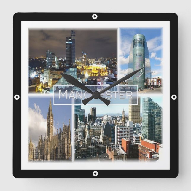 ENG023 MANCHESTER, England, Europe, Square Wall Clock (Front)