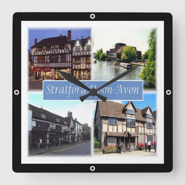 ENG060 STRATFORD UPON AVON, England Europe, Square Wall Clock (Front)