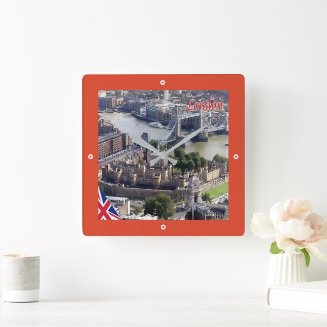 ENG064 LONDON Panorama, England, Square Wall Clock (Home)