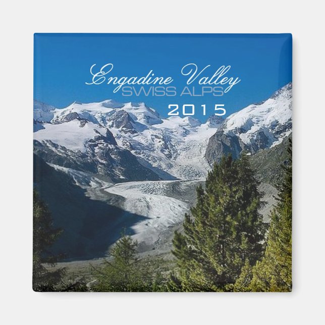 Engadine Valley Swiss Alps Magnet Change Year (Front)