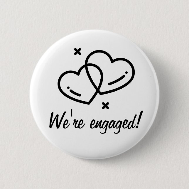 Engaged! 6 Cm Round Badge (Front)