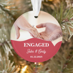 Engaged – Add Your Name, Birthdate & Photo Ornament