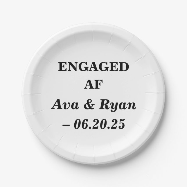 Engaged AF Custom Party Plates – Bold Modern Desig (Front)