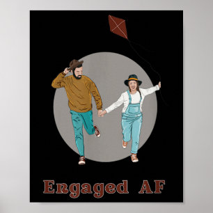 Engaged Af Engagement Bride Groom Wife To Be Futur Poster