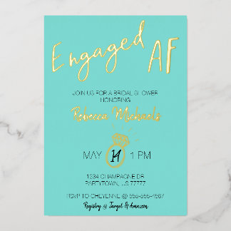 Engaged AF Gold Metallic & Blue Bridal Shower
