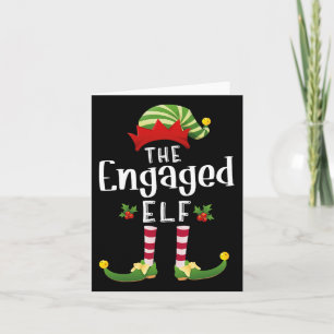 Engaged Christmas Elf Matching Pajama X-mas Party  Card