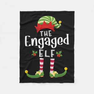 Engaged Christmas Elf Matching Pajama X-mas Party Fleece Blanket