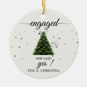 Engaged Christmas Tree Starry Ceramic Ornament