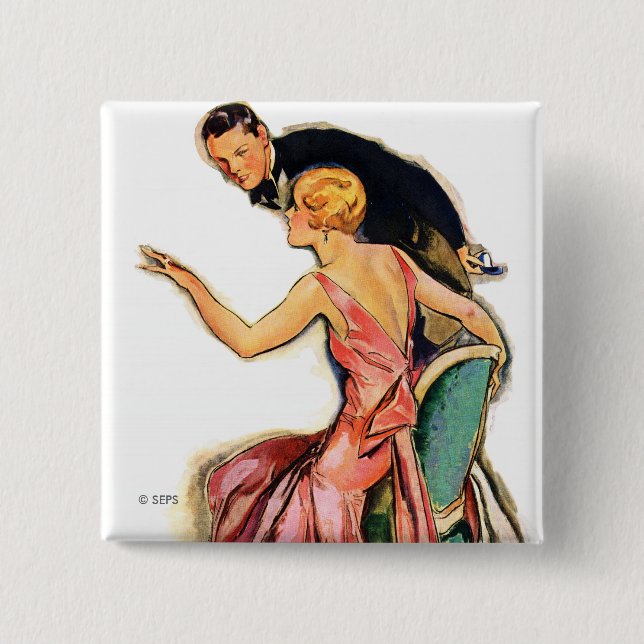 Engaged Couple 15 Cm Square Badge (Front)