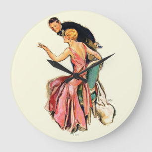 Engaged Couple Large Clock