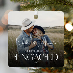Engaged Couple Modern Photo Metal Tree Decoration