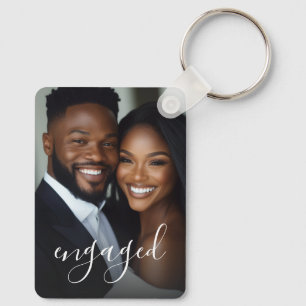 Engaged Couple Photo Key Ring