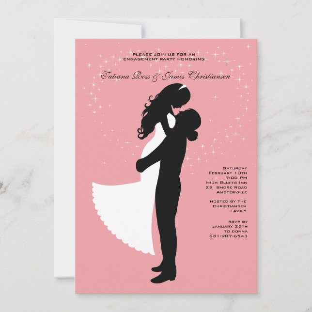 Engaged Couple Silhouette - Engagement Party Invit Invitation (Front)