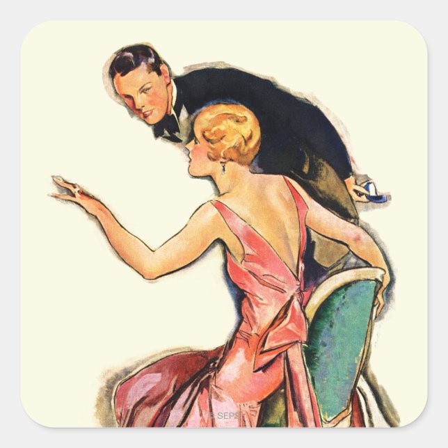 Engaged Couple Square Sticker (Front)