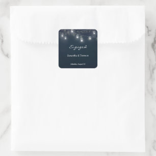 Engaged Couple Strung Firefly Light Jars Square St Sticker