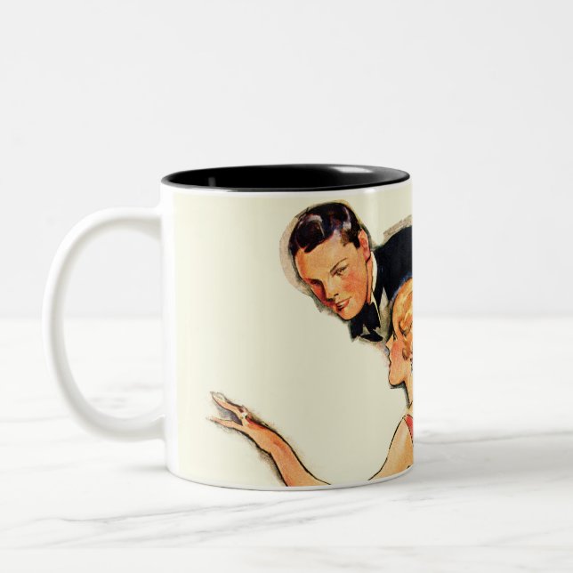 Engaged Couple Two-Tone Coffee Mug (Left)
