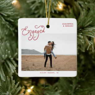 Engaged Couples Photo Whimsical Ceramic Ornament