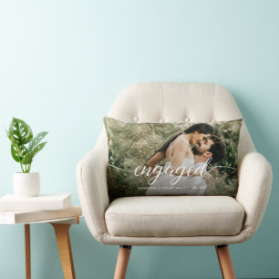 Engaged Custom Photo Names date  Lumbar Cushion