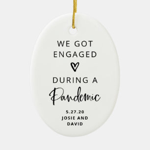 Engaged During a Pandemic Photo Back Ceramic Ornament