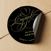 Engaged elegant gold black engagement party