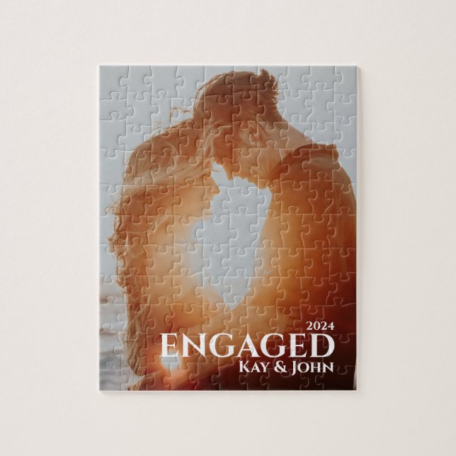 Engaged Elegant Minimal & Modern Couple Photo Jigsaw Puzzle (Vertical)