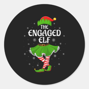 Engaged Elf Christmas Family Girls Women Elf Squad Classic Round Sticker