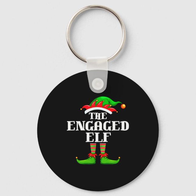 Engaged Elf Matching Family Group Christmas Party  Key Ring (Front)