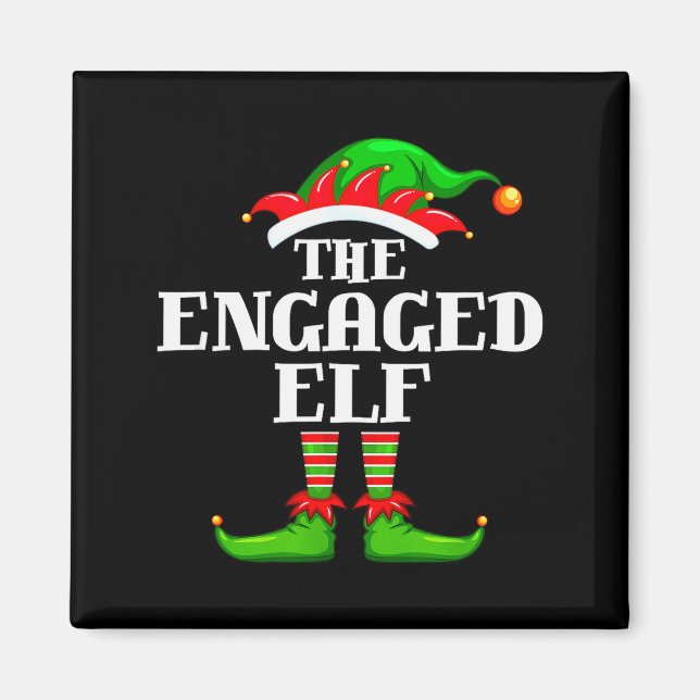 Engaged Elf Matching Family Group Christmas Party  Magnet (Front)
