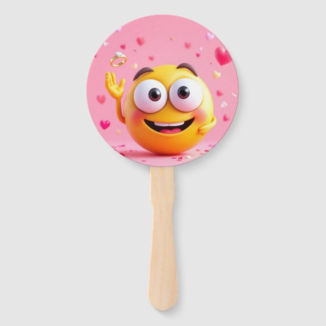 Engaged Emoji Hand Fan (Front)