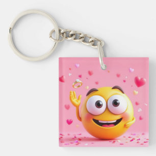 Engaged Emoji Key Ring