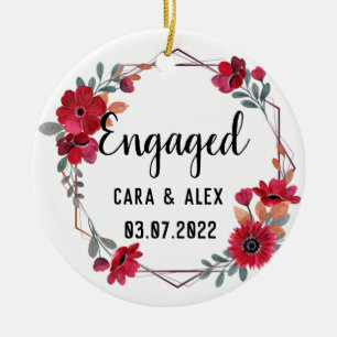 Engaged Engagement Gifts for Couple Personalised Ceramic Ornament